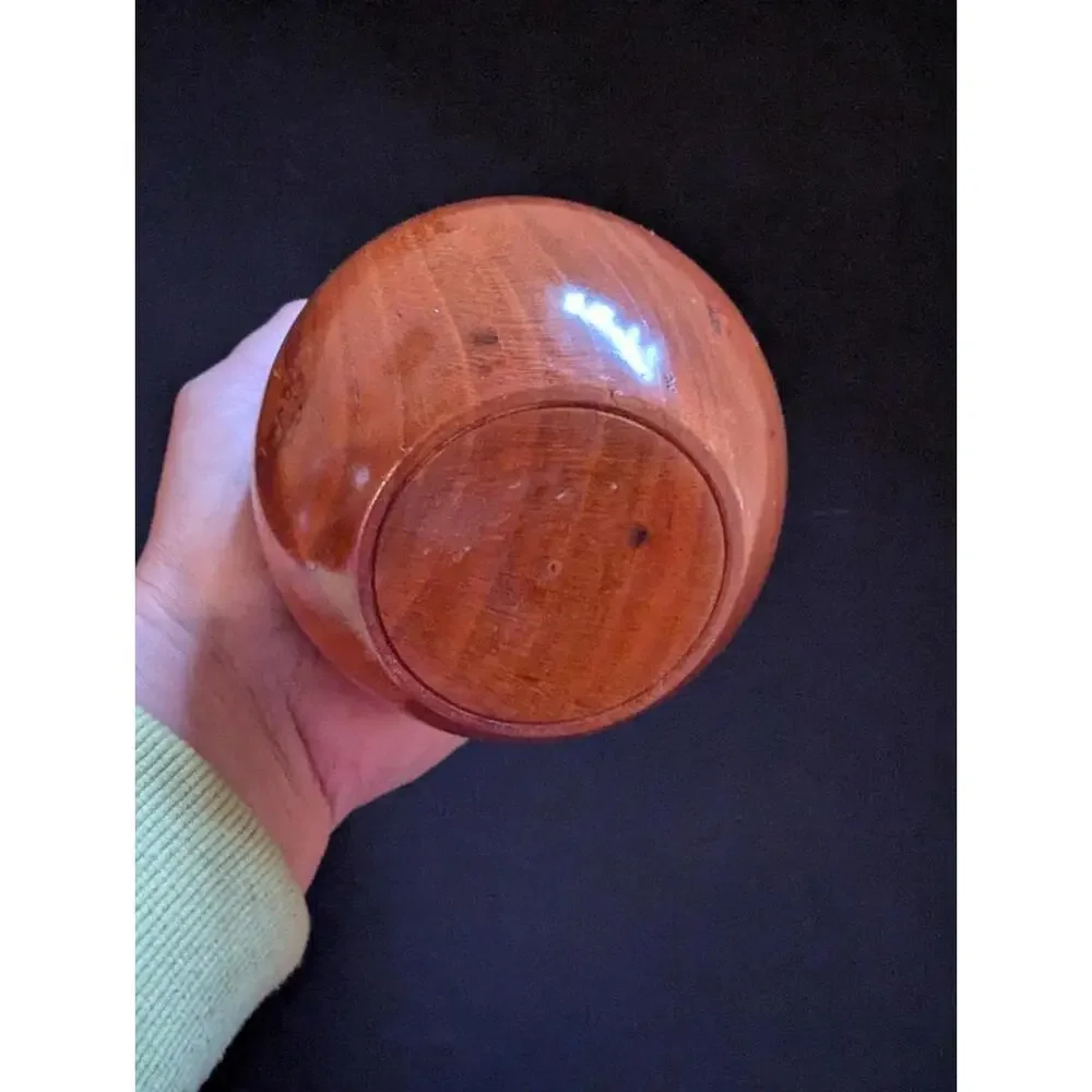 Vintage Mid Century Modern Wood & Gold Gilded Vase MCM Hourglass Trumpet